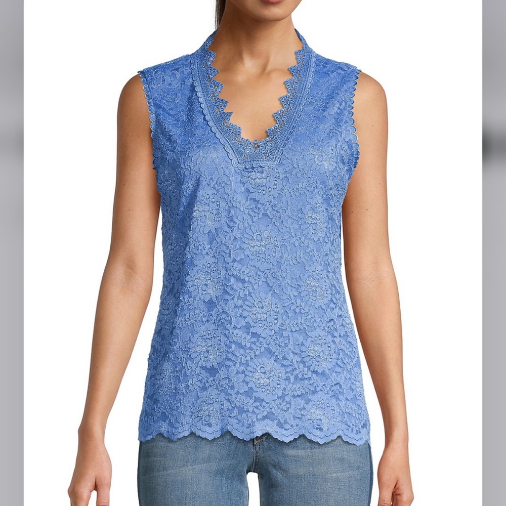 Karl Lagerfeld Lace V-Neck Blue Women’s Tank Top Size Small NWT